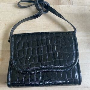 Classic Stuart Weitzman Patent Leather Croc Shoulder Bag Clutch 9-1/4” x 7-1/2”